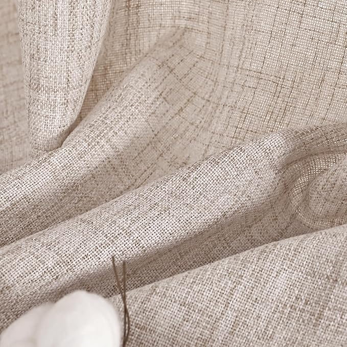 YoungsTex Natural Linen Curtains 63 Inch Length 2 Panels - Light Filtering Semi Sheer Window Drapes Textured Rustic with Pinch Pleated for Bedroom Living Room Office, 2 Panels, 40 X 63 Inch