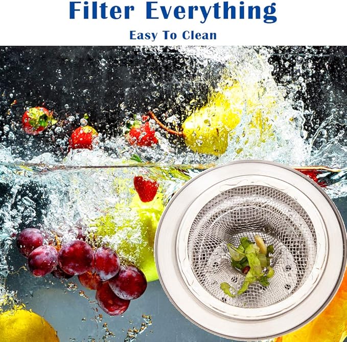 2 Pcs Heavy Duty Stainless Steel Slop Basket Filter Trap, 4.41" Top / 2.44" Mesh Metal Sink Strainer, Perfect for Kitchen Sink/Bathroom Bathtub RV Wash Basin Floor Drain Balcony Drain Hole