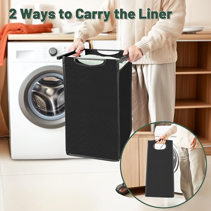 Laundry Hamper, Laundry Sorter with 4 Pull-Out Removable Oxford Fabric Bags Cloth Laundry Basket 4 x 10 Gallons (Charcoal Black)