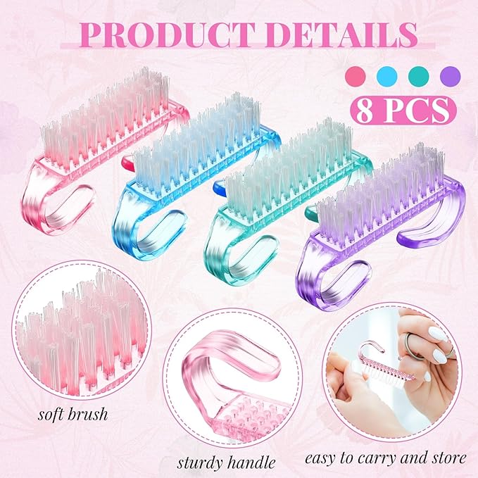 Patelai 12 Pcs Handle Grip Nail Brush Bulk Colorful Nail Scrubber Fingernail Brushes Hand Toes Cleaning Brushes Pedicure Scrubbing Tool for Men and Women, Multicolor Brush