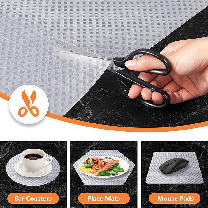 Shelf Liners for Kitchen Cabinets Refrigerator Liners Waterproof Kitchen Cupboard Liner Non-Slip Drawer Mats EVA Material Non Adhesive Fridge Liner for Shelves - Clear（17.5 x 236.2 Inches x 2 Rolls