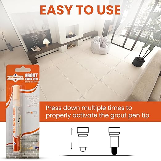 Grout Pen Light Beige – Tile Grout Colorant & Sealer Pen for Bathroom, Kitchen & Shower – Water-Based, Low Odor, Quick Dry, Easy DIY Grout Repair & Touch Ups
