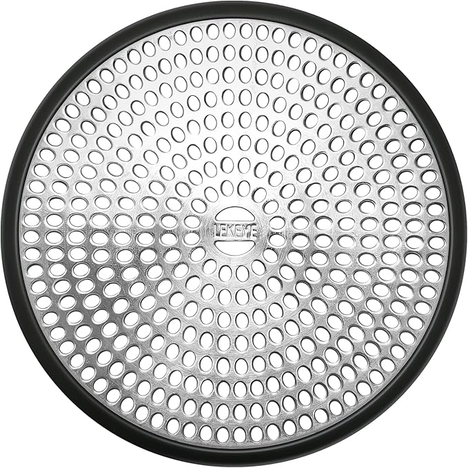 LEKEYE Shower Drain Hair Catcher | Strainer | Shower Stall Drain Cover | Bathroom Drain Protector Stainless Steel and Silicone(Black)