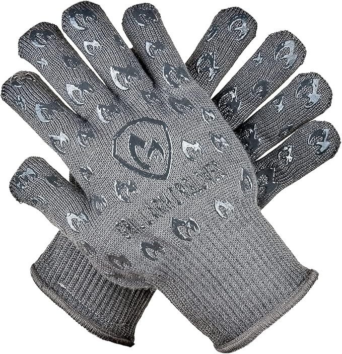 Grill Armor Oven Gloves 932°F Extreme Heat & Cut Resistant Oven Mitts with Fingers for BBQ, Cooking, Grilling, Baking – Accessory for Smoker, Cast Iron, Fire Pit, Camping, Fireplace, Griddle & More