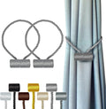 Hion Magnetic Curtain Tiebacks Grey 2pcs, Curtain Tiebacks Buckles Holdbacks Holders Hooks Clip for Home Bedroom Office Decorative Curtain