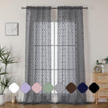 Aiyufeng Extra Long Grey Sheer Curtains 96 Inches Long for Bedroom 2 Panels Set, Farmhouse Wavy Line Light Filtering Clip Jacquard Solid Voile Living Room Curtains, Dual Rod Pocket, 40" Wx96 L Inches