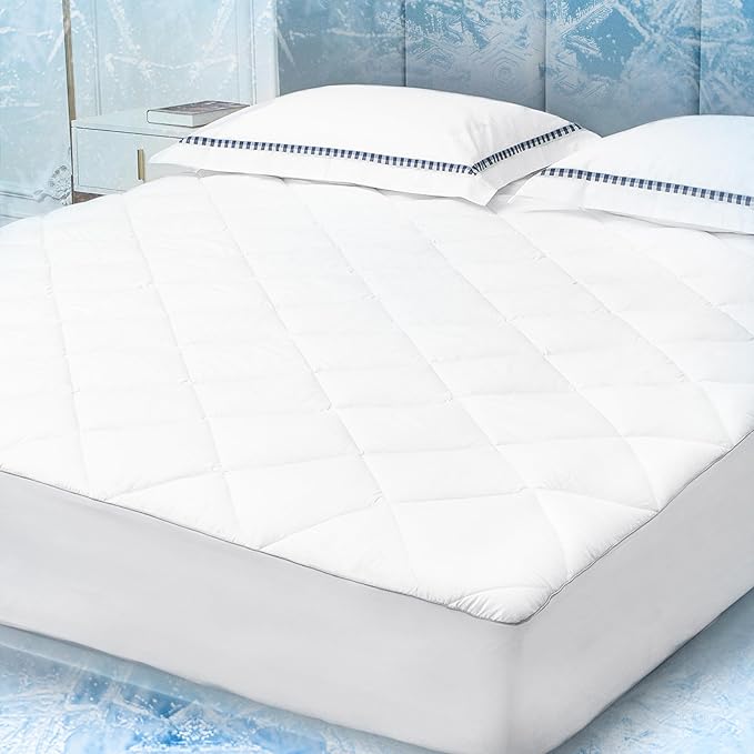 Sunflower Cooling Quilted California King Mattress Protector, Mattress Pad Cal King Chill Soft, Calking Mattress Cover, 18-22" Extra Deep Pocket Thin Version, Machine Washable Durable