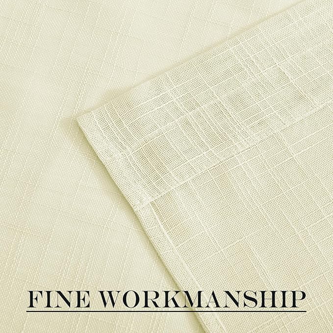 NICETOWN French Sheer Door Panel - Translucent Privacy Sheer with Light Filter Linen Look Textured French Door Curtains (52 inches Width by 40 inches Long, 1 Panel with Tieback, Yellow)