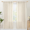YoungsTex Linen Semi Sheer Curtains 78 Inch Length for Living Room, Boho Cream Light Filtering Window Drapes Textured with Rod Pocket Back Tab for Dining Bedroom, 2 Panels, 52 X 78 Inch