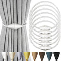 6 Pack Magnetic Curtain Tiebacks Rope Modern Handmade Curtain Tie Backs Decorative Drapes Weave Holdbacks for Window Décor, Silver