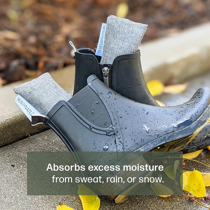 Moso Natural Shoe Deodorizer Inserts, Charcoal Odor Absorber for Shoes, Gym Bag & Boot Deodorizer, Long-Lasting Shoe Odor Elimination, Unscented Air Purifying Bags (Two Per Pack)