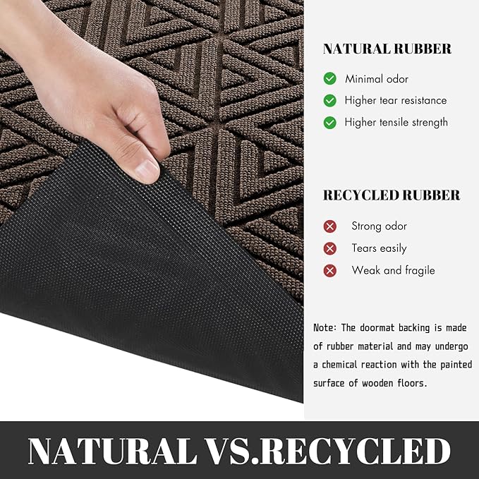 Yimobra Large Door Mat 47x32, All-Weather Waterproof Non-Slip Welcome Matt Outdoor, Heavy Duty Non Slip Doormat for Entryway for Patio and Garage Indoor, Easy Clean, Brown
