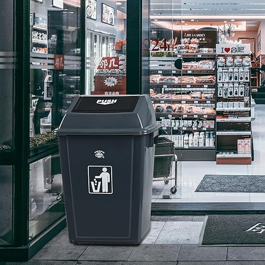 4 Packs 13 Gallon Commercial Heavy-Duty Trash/Garbage Can, Swing Lid Waste Container for Home/Garage/Kitchen/Outdoor/Driveway