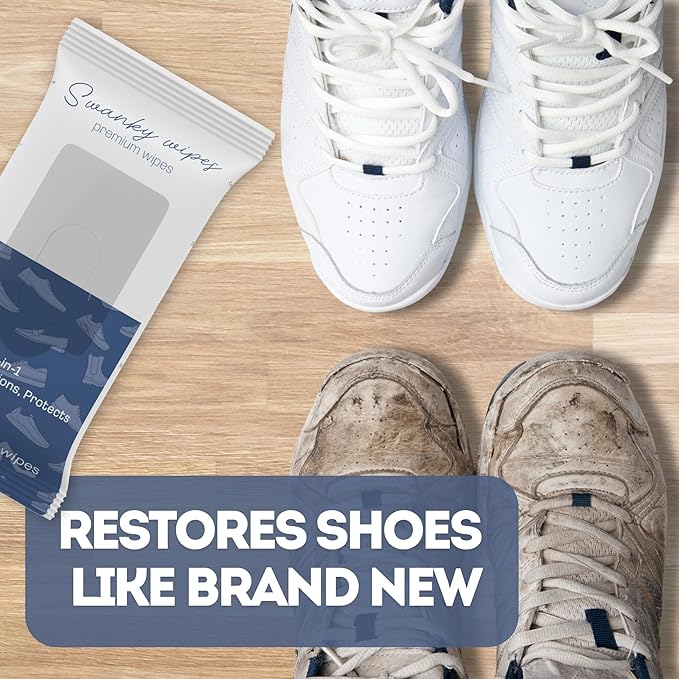 Swanky Shoe Cleaner Wipes - Leather and Sneaker Cleaner, Removes Dirt, Grime and Stains, Quick & Easy Shoe Sole and Boot Cleaning Wipes, Essential Shoe Cleaning Supplies - Soft Wipes, 180 Count