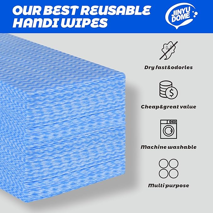 Handi Wipes Reusable Cloths, Blue Disposable Kitchen Cleaning Towel Roll, Heavy Duty J Cloth,50 Count