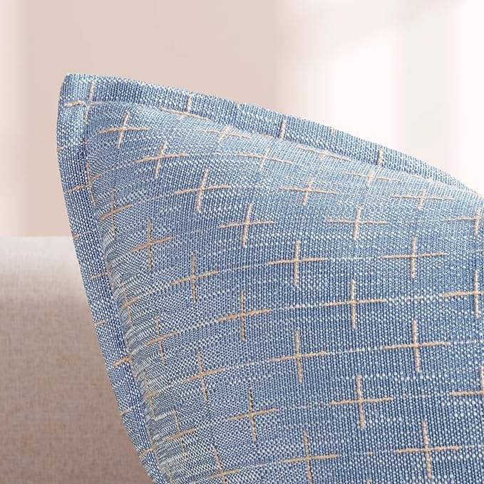 ZWJD Pillow Covers 18x18 Set of 2 Soft Polyester Textured Pillow Covers with Stylish Flange Edge Cozy Farmhouse Throw Pillows for Couch Bed Sofa Living Room