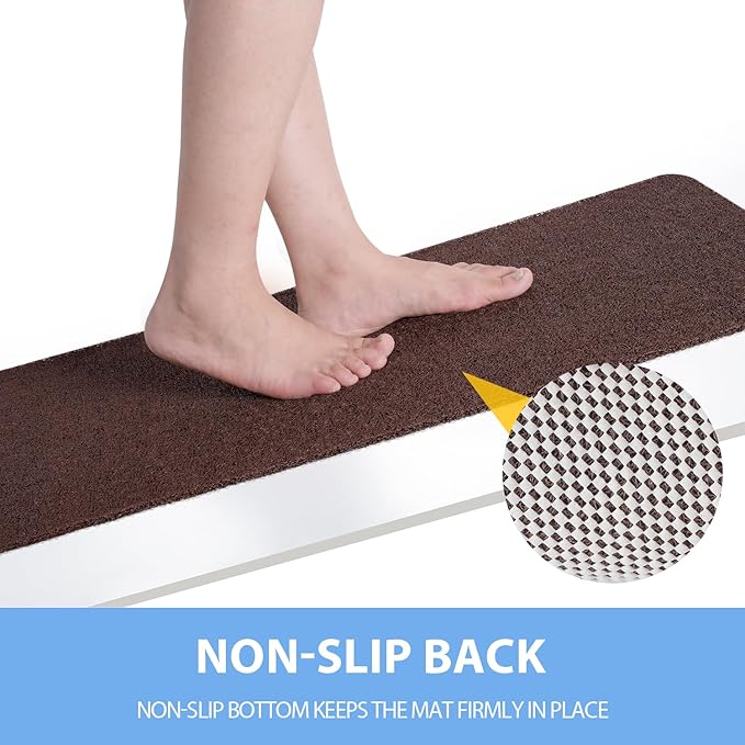 Non-Slip Bathtub Mat, Anti Slip Shower Mat, Fast Drying Bathtub Mats, Foot Scrubber Mat, Anti Slip Mat for Tub, Floor, Bathroom, Kitchen, Home, Hotel (Brown 40"×28")