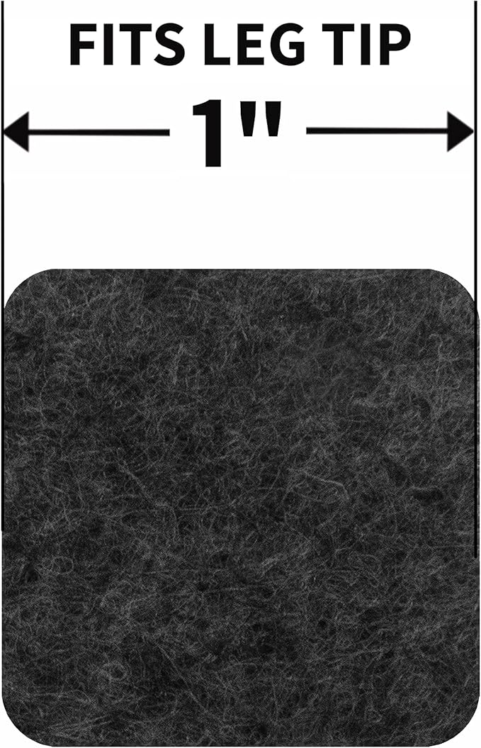SOFTTOUCH 4717895N Heavy Duty Square Felt Furniture Pads to Protect Hardwood Floors from Scratches, 1", 48 Pack, Black, 48 Piece