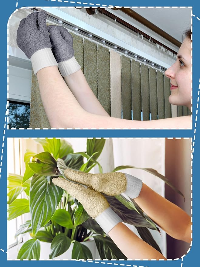 Bencailor 3 Pairs Microfiber Plant Dusting Gloves Leaf Cleaning Gloves for Indoor Plants, Blinds, Furniture, House