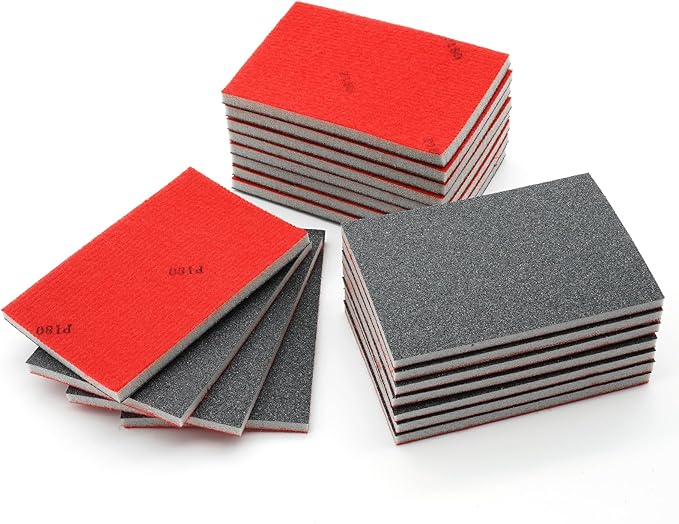 20 Pack 180 Grit Sanding Sponge, 3 x 4 Inch Soft Foam Sanding Block Wet Dry Sanding Pads, Washable Sandpaper Sponge Drywall Sand Block for Wood, Metal, Furniture Polishing (180 Grit)