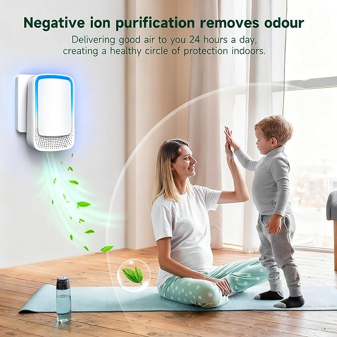 Plug In Air Ionizer Purifier for Home (4 Pack), Negative Ion Generator, Quiet Air Freshener for Bedroom, Office, Kitchen, Portable Air Filter, Mini Air Cleaner