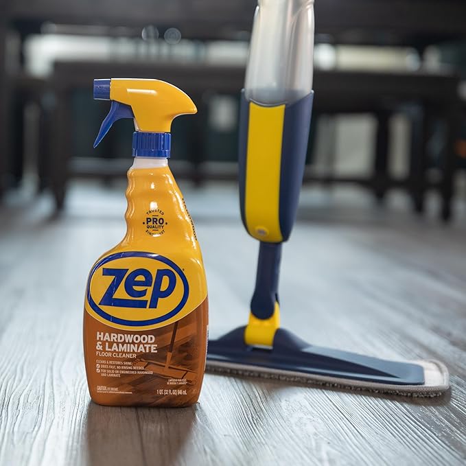 Zep Hardwood and Laminate Floor Cleaner - 32 Oz (Case of 4) - ZUHLF324 - Cleans Spots, Stains, and Scuffs while Restoring Shine on Hardwood, Laminate, Cabinet Doors, Crown Molding, and MORE