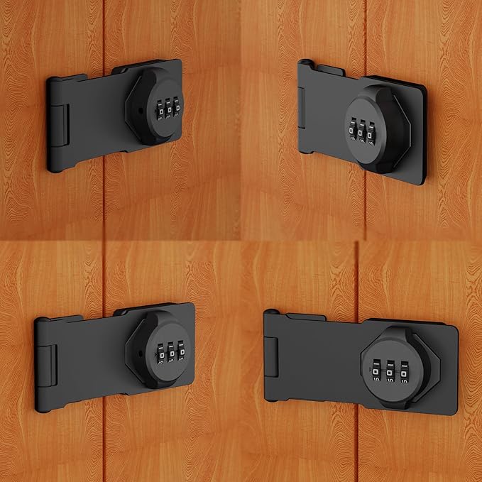 3-Digit Combination Lock, Black, Keyless, Zinc Alloy, Cabinet Door Latch, Easy DIY Installation, Wide Range of Uses
