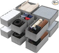 Cupic Cupid Drawer Organizer, Dresser Organizers, Foldabe Drawer Organizer Clothes, Closet Organization and Storage Dividers for Socks, Underwear and Diaper, Set of 12, Gray