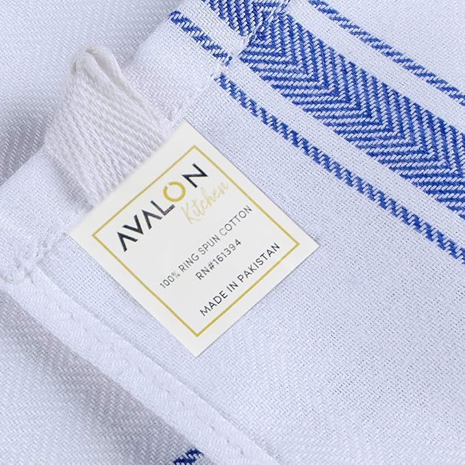 Dish Towels Set (Value Pack of 15) Size 15x25 Inch, 100% Cotton Soft & Absorbent Linen Kitchen Towel, Tea Towels, Reusable Cleaning Cloths for Household Cleaning (Blue)
