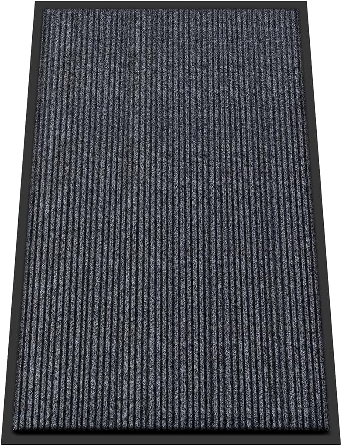 Kuyal Front Door Mat, 3'x5' Indoor Outdoor Entrance Mat, Commercial Floor Mats Inside Outside Entrance, Heavy Duty Durable Welcome Mats, Rubber Backing Non Slip Outdoor Mats for Entryway,Dark Gray