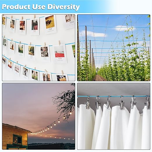 Turnbuckles for Cables Wire, 1/8" X 100Ft Blue PVC Coated Wire Rope Kit, Multi-use Steel Cable for Grape Vines/Clothes Line Outdoors for T Post/String Light Hanging/Garden Wire
