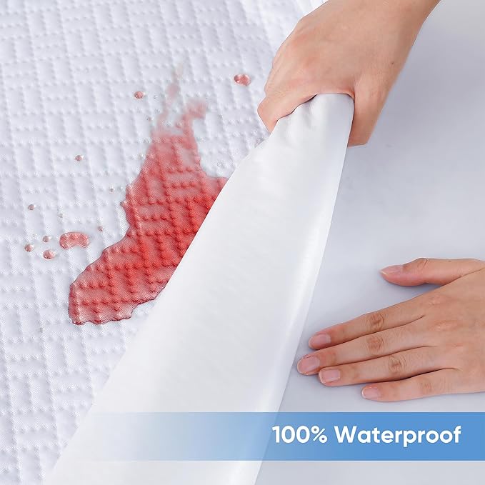 Cooling Waterproof Mattress Protector Twin Size, Mattress Cover 3D Air Fabric Mattress Pad Cover Smooth Soft Breathable Noiseless, 8''-21'' Deep Pocket