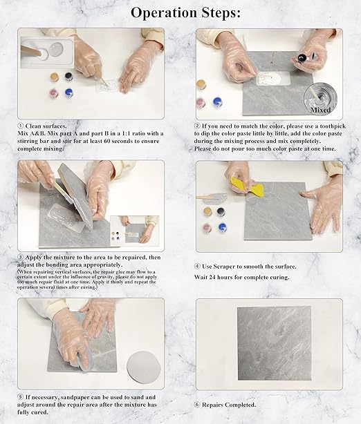 Tub, Tile and Shower Repair Kit (Color Match), Hupeyna Porcelain Repair Kit, Bathtub Repair Kit for Chips Dents Cracks Holes Scratchs, etc. Fiberglass Repair Kit (More Color)