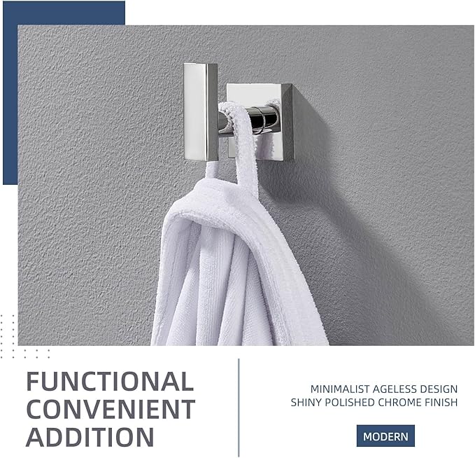 Angle Simple Towel Hook for Bathroom, SUS 304 Stainless Steel Robe Coat Hook, Hand Towel Holder Wall Mounted, Polished Chrome