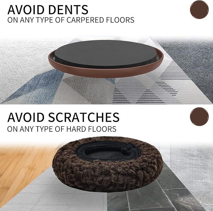 5" Furniture Sliders, 2-in-1 Furniture Movers Sliders with Hardwood Socks, 4+4 Pack - 4 Furniture Sliders for Carpet and 4 Hardwood Socks, Move Your Furniture Easily!