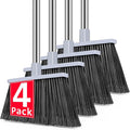 PBHEPJ Broom, 4 Pack Outdoor Broom for Floor Cleaning, 58" Long Stainless Steel Handle, Hard Bristle Angle Broom for Sweeping Indoor, Commercial, Industrial, Garage, Kitchen