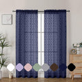 Aiyufeng Navy Blue Curtains 72 Inches Long 2 Panels Set, Elegant Light Filtering Transparent Curtain Draperies for Bedroom Living Room, Classic Clip Solid Wavy Line Door Curtains, 40" Wx72 L Inch
