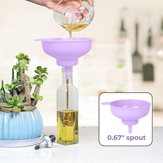 Wide Mouth Kitchen Funnel, Food Grade Plastic Cooking Canning Funnel with 4 Sizes Spouts for Filling Wide and Regular Mason Jars, Spray Dropper Oil Bottle Jug Spices Shampoo Sauce