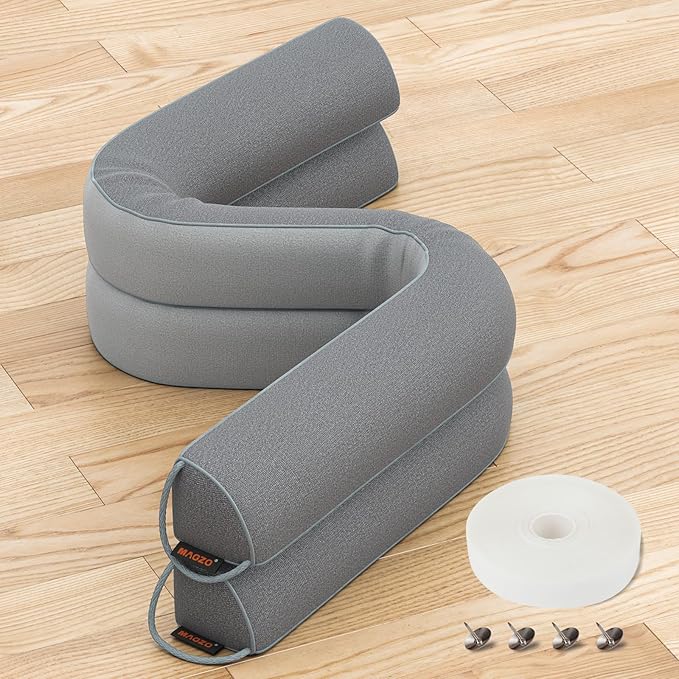 MAGZO Door Draft Stopper 36 Inches, 2 Pack Weighted Triangular Door Snake for Winter Noise Blocker with Hook Loops,Gray
