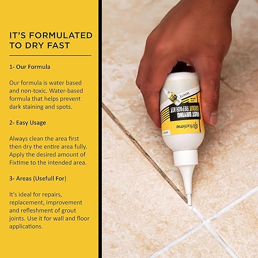 Tile Grout Repair Kit, White Grout Filler Tube 8 oz, Grout Repair Renews, Fast Drying Repait Kit, Grout Sealer for Floor Tile - Spatula Included (2xWhite)