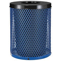 Global Industrial Outdoor Diamond Steel Trash Can with Flat Lid and Plastic Liner, 36 Gallon Capacity, Blue, Thermoplastic Coating, 23-1/2" Diameter, 30" H