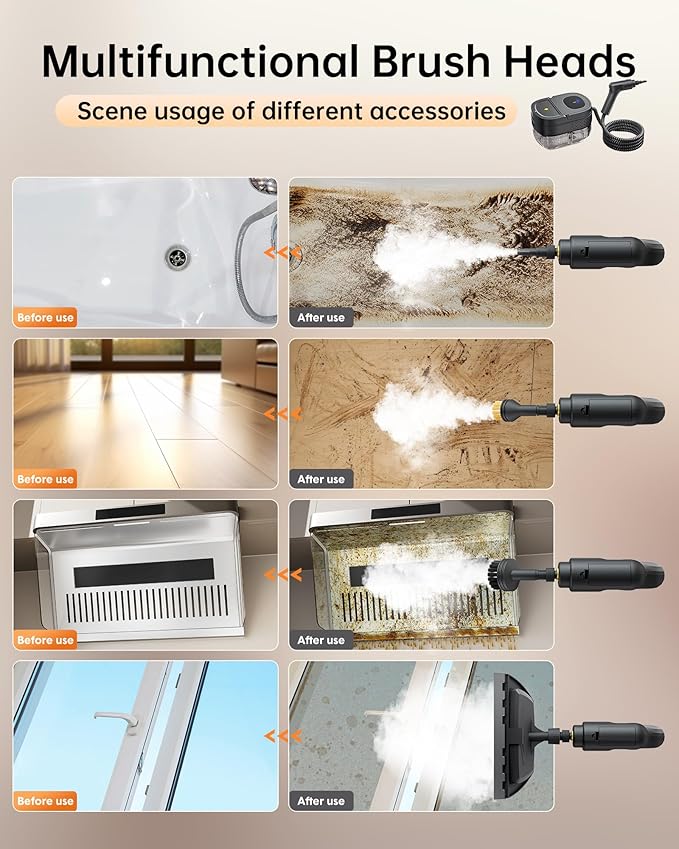 Handheld Steam Cleaner,2500W Steamer for Cleaning 1.69 Quarts Large Capacity Tank,Temperature steamer for Home,Car,kitchens,Camping
