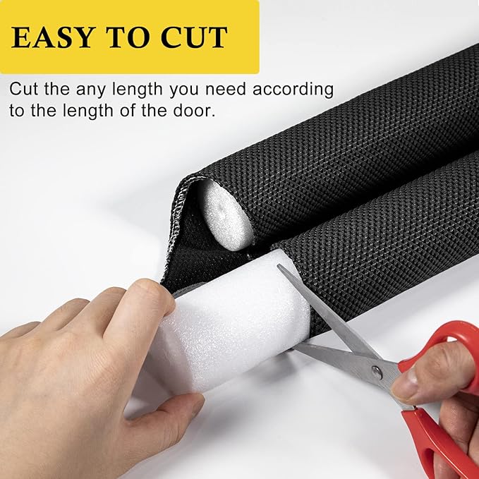 fowong Door Draft Stopper 30" to 36" Soundproofing Under Door Draft Blocker, Adjustable Noise Stopper Seal Large Gap, Black