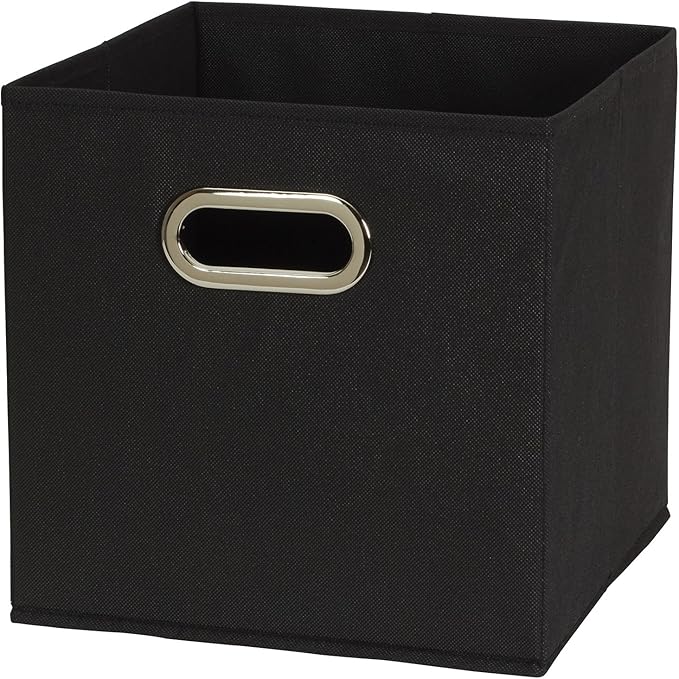 Household Essentials 80-1 Foldable Fabric Storage Bins | Set of 6 Cubby Cubes With Handles | Black