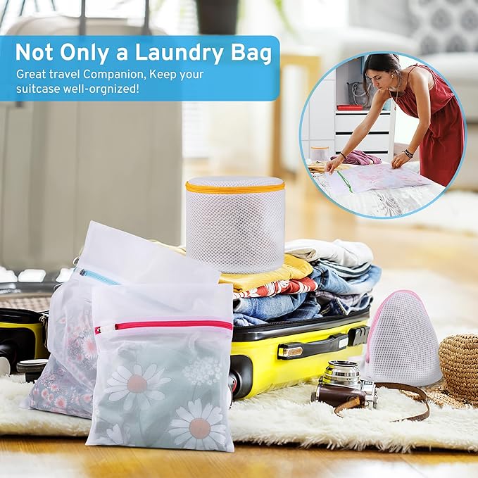 7 Pcs 7 Size Mesh Laundry Bags for Delicates with Premium Zipper, Lingerie Bags for Washing Delicates, Travel Storage Organize Bag, Clothing Washing Bags for Curtain, Blouse, Bra, Hosiery, Underwear