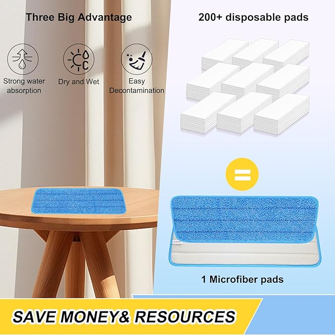 16.5 Inch Reusable Mop Pads Microfiber Spray Mop Replacement Heads for Wet/Dry Mops Compatible with Bona Floor Care System (6 Pack)