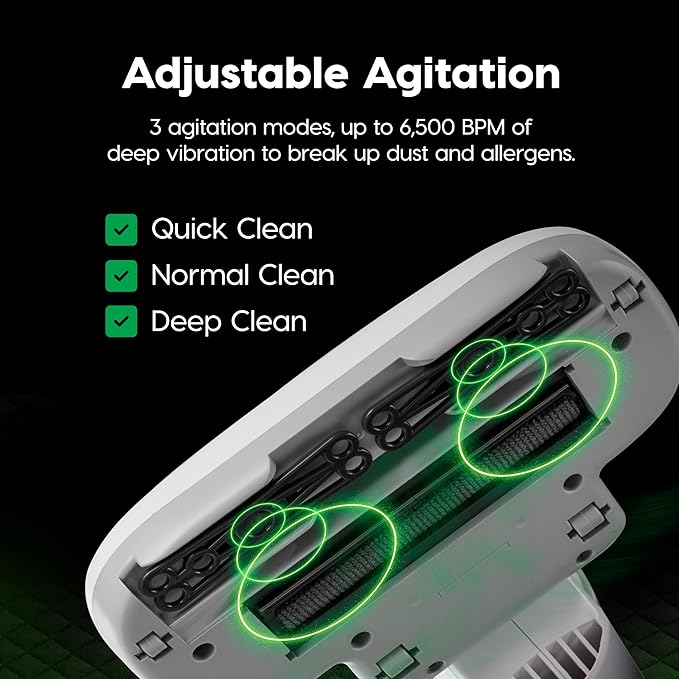 IRIS USA Handheld Corded Mattress Vacuum Cleaner, Dust Sensor, 120V, Pet Hair Remover, 6,500 BPM Agitator, Cyclonic HEPA Filter Sofas, and Upholstery, White