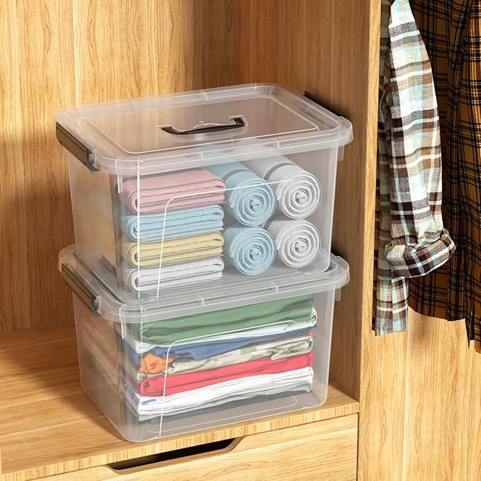 18 Quart Plastic Storage Bins with Lid, 4 Packs Clear Latching Storage Box