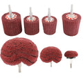 HighFree 7 PCS Non Woven Abrasive Buffing Polishing Wheels Drill Attachment Set - Scouring Pads Wheel with 1/4" Shank for Stainless Steel Copper Aluminum Wood-Wares (320 Grit Red)