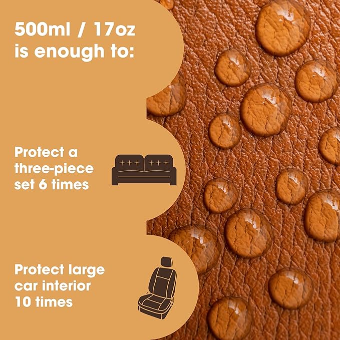 Furniture Clinic Leather Protection Cream | 2-in-1 Leather Conditioner & Waterproofing Protector for Furniture, Shoes, Car Seats & More | Prevent Stains While Nourishing | 17oz/ 500ml